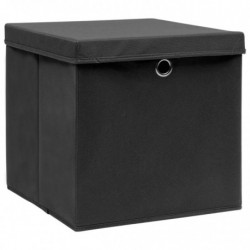 Aufbewahrungsboxen mit Deckel 4 Stk. Schwarz 32×32×32 cm Stoff