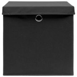 Aufbewahrungsboxen mit Deckel 10 Stk. Schwarz 32×32×32 cm Stoff