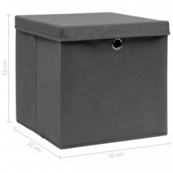 Aufbewahrungsboxen mit Deckel 4 Stk. Grau 32×32×32 cm Stoff