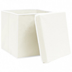 Aufbewahrungsboxen mit Deckel 4 Stk. Weiß 32×32×32 cm Stoff