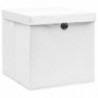 Aufbewahrungsboxen mit Deckel 10 Stk. Weiß 32×32×32 cm Stoff