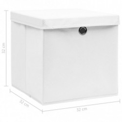 Aufbewahrungsboxen mit Deckel 10 Stk. Weiß 32×32×32 cm Stoff