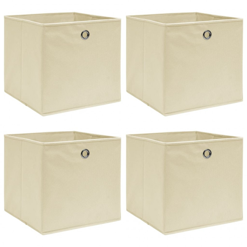 Aufbewahrungsboxen 4 Stk. Creme 32x32x32 cm Stoff