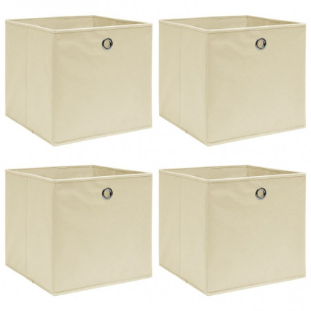 Aufbewahrungsboxen 4 Stk. Creme 32x32x32 cm Stoff