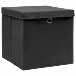 Aufbewahrungsboxen mit Deckeln 4 Stk. 28x28x28 cm Schwarz