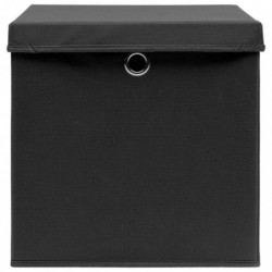 Aufbewahrungsboxen mit Deckeln 4 Stk. 28x28x28 cm Schwarz