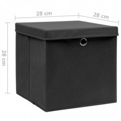 Aufbewahrungsboxen mit Deckeln 4 Stk. 28x28x28 cm Schwarz