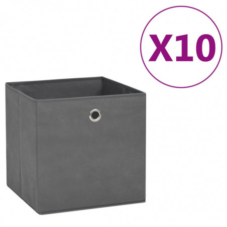 Aufbewahrungsboxen 10 Stk. Vliesstoff 28x28x28 cm Grau