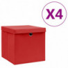 Aufbewahrungsboxen mit Deckeln 4 Stk. 28x28x28 cm Rot