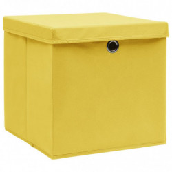 Aufbewahrungsboxen mit Deckeln 10 Stk. 28x28x28 cm Gelb