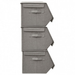 4-tlg. Aufbewahrungsboxen-Set Stapelbar Stoff Grau