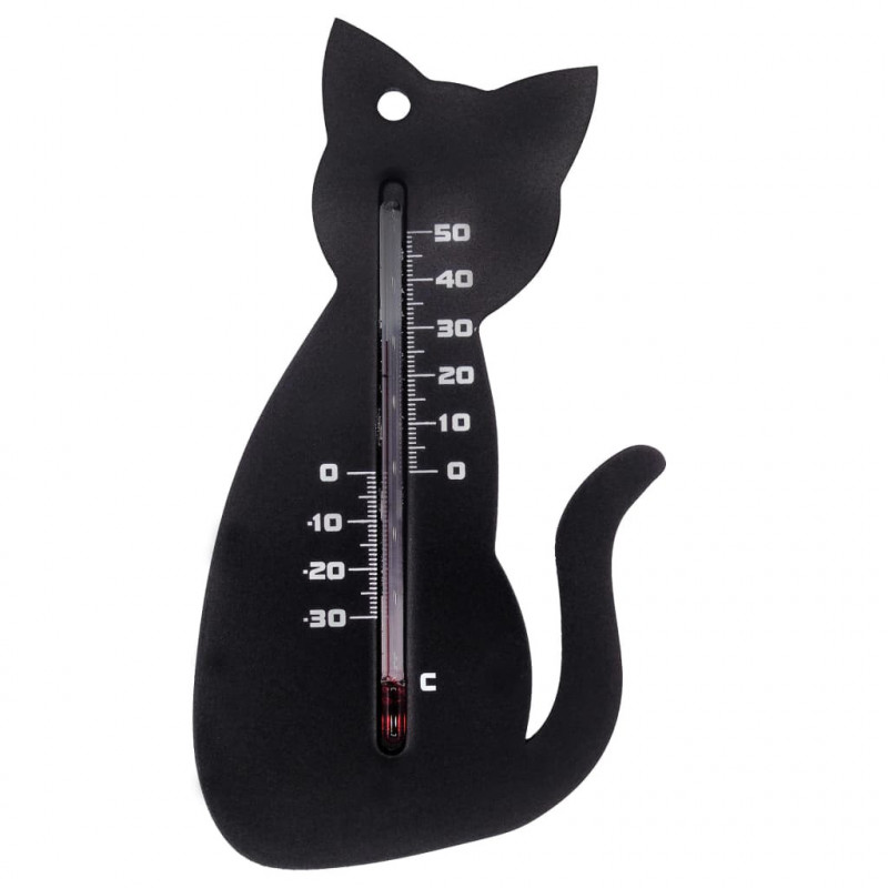 Nature Garten Wandthermometer Katzenform Schwarz