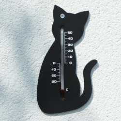 Nature Garten Wandthermometer Katzenform Schwarz