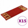 Treppenmatten Selbstklebend 15 Stk. 65x25 cm Rot