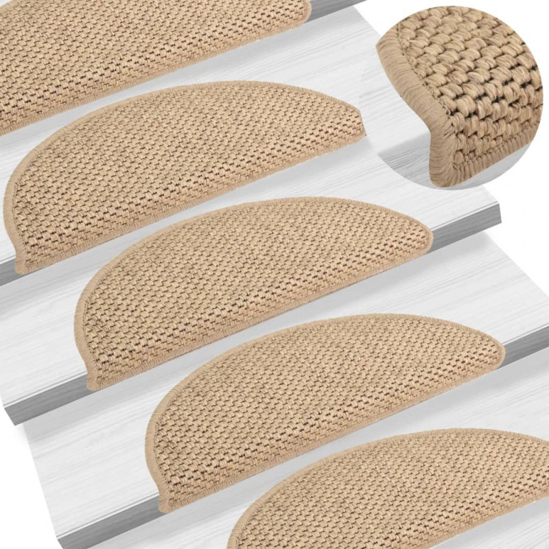 Treppenmatten Selbstklebend Sisal-Optik 15 Stk. 56x20 cm Sand