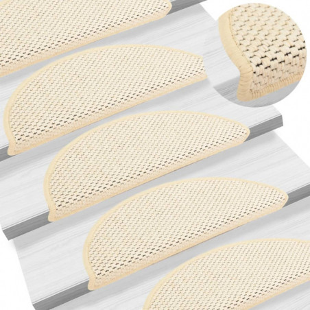 Treppenmatten Selbstklebend Sisal-Optik 15 Stk. 56x20 cm Creme