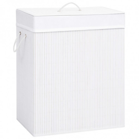 Bambus-Wäschekorb Weiß 100 L