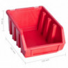 8-tlg. Behälter-Set für Kleinteile mit Wandplatte Rot Schwarz