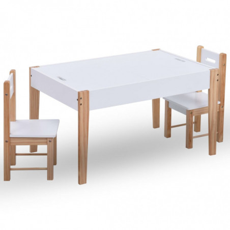 3-tlg. Kinder-Kreidetafel-Tisch und Stuhl-Set Schwarz und Weiß