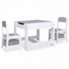 Kindertisch mit 2 Stühlen Weiß MDF