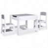 Kindertisch mit 2 Stühlen Weiß MDF