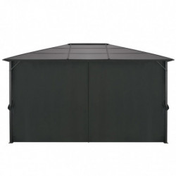 Gartenpavillon mit Vorhang Aluminium 4×3×2,6 m  Schwarz