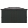 Gartenpavillon mit Vorhang Aluminium 4×3×2,6 m  Schwarz