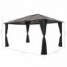 Gartenpavillon mit Vorhang Aluminium 4×3×2,6 m  Schwarz