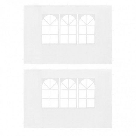 Partyzelt-Seitenwände 2 Stück mit Fenster PE Weiß
