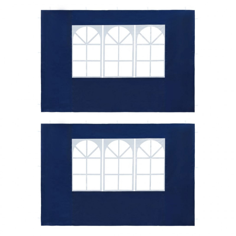 Partyzelt-Seitenwände 2 Stück mit Fenster PE Blau