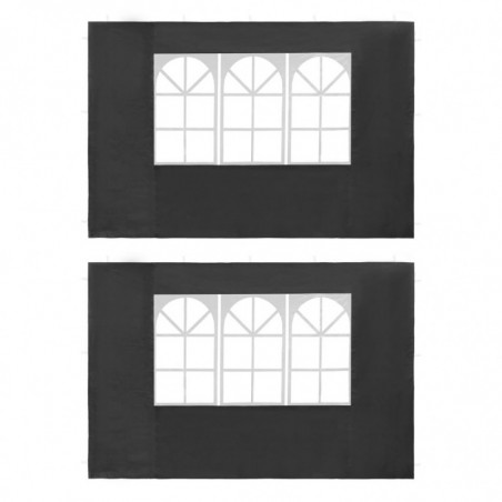 Partyzelt-Seitenwände 2 Stück mit Fenster PE Anthrazit