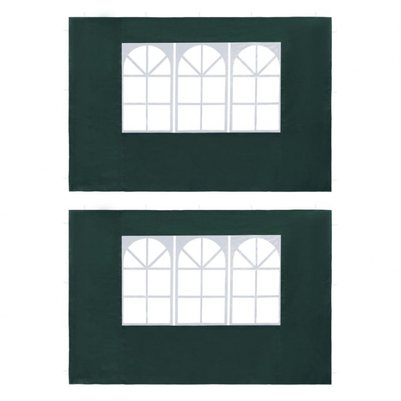 Partyzelt-Seitenwände 2 Stück mit Fenster PE Grün