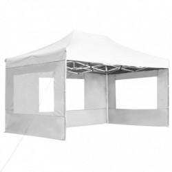 Profi-Partyzelt Faltbar mit Wänden Aluminium 4,5×3m Weiß