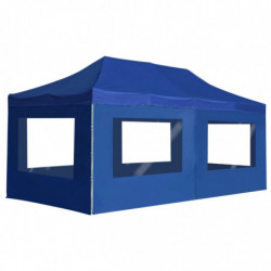Profi-Partyzelt Faltbar mit Wänden Aluminium 6×3m Blau