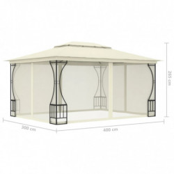 Pavillon mit Netz 300x400x265 cm Creme