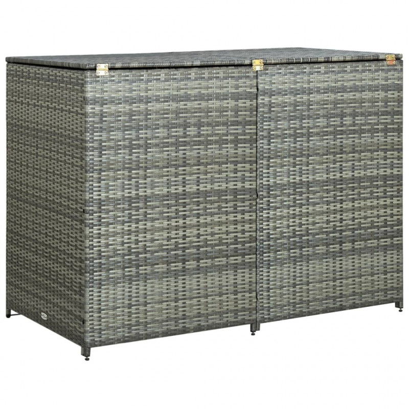 Mülltonnenbox für 2 Tonnen Poly Rattan Anthrazit 148×77×111 cm