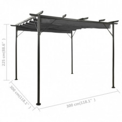 Pergola mit Ausziehbarem Dach Anthrazit 3x3 m Stahl 180 g/m²