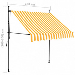 Einziehbare Markise Handbetrieben mit LED 150 cm Weiß Orange