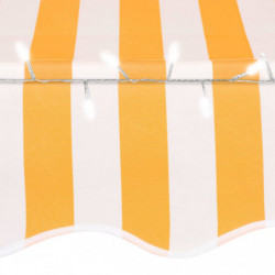 Einziehbare Markise Handbetrieben mit LED 300 cm Weiß Orange