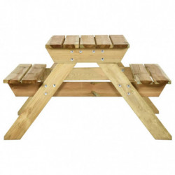Picknicktisch mit Bänken 110x123x73 cm Kiefernholz Imprägniert