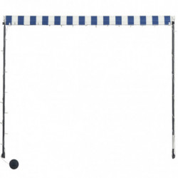 Einziehbare Markise mit LED 150×150 cm Blau und Weiß