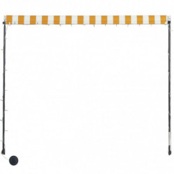 Einziehbare Markise mit LED 150×150 cm Gelb und Weiß