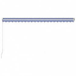 Einziehbare Markise Handbetrieben 500 x 300 cm Blau und Weiß