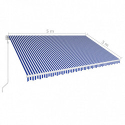 Automatisch Einziehbare Markise 500×300 cm Blau und Weiß