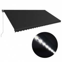 Einziehbare Markise mit LED Handbetrieben 600×300 cm Anthrazit