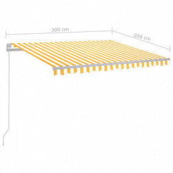 Gelenkarmmarkise Einziehbar mit LED 300x250 cm Gelb und Weiß