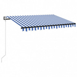 Automatische Markise mit LED & Windsensor 300x250 cm Blau Weiß