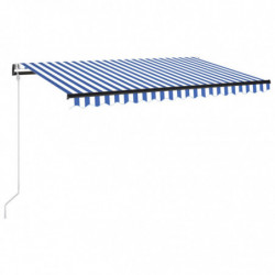 Automatische Markise mit LED & Windsensor 400x300 cm Blau Weiß