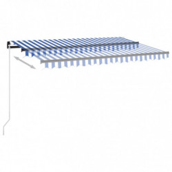 Gelenkarmmarkise Einziehbar mit LED 400x350 cm Blau und Weiß