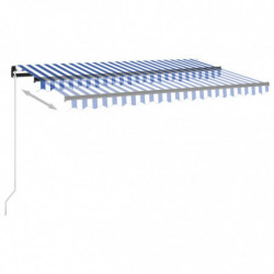 Automatische Markise mit LED & Windsensor 400x350 cm Blau Weiß